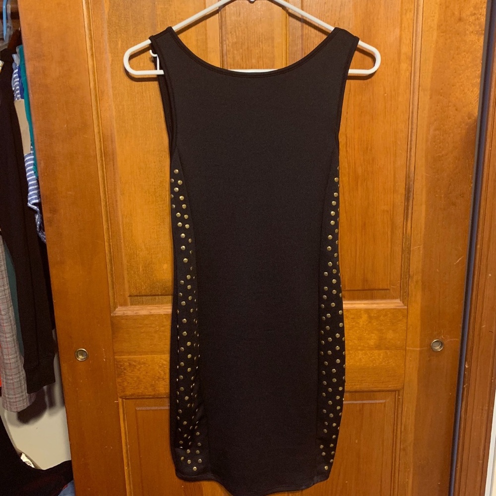 FOREVER 21 dress Black Bodycon Dress Gold Studded hardware accent tank top crew